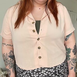 Button down cropped blouse
